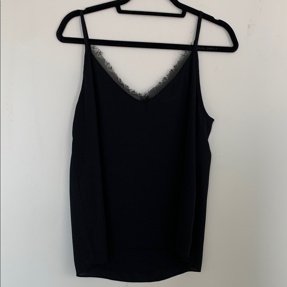 Allison Joy Black Camisole with Lace Trim
